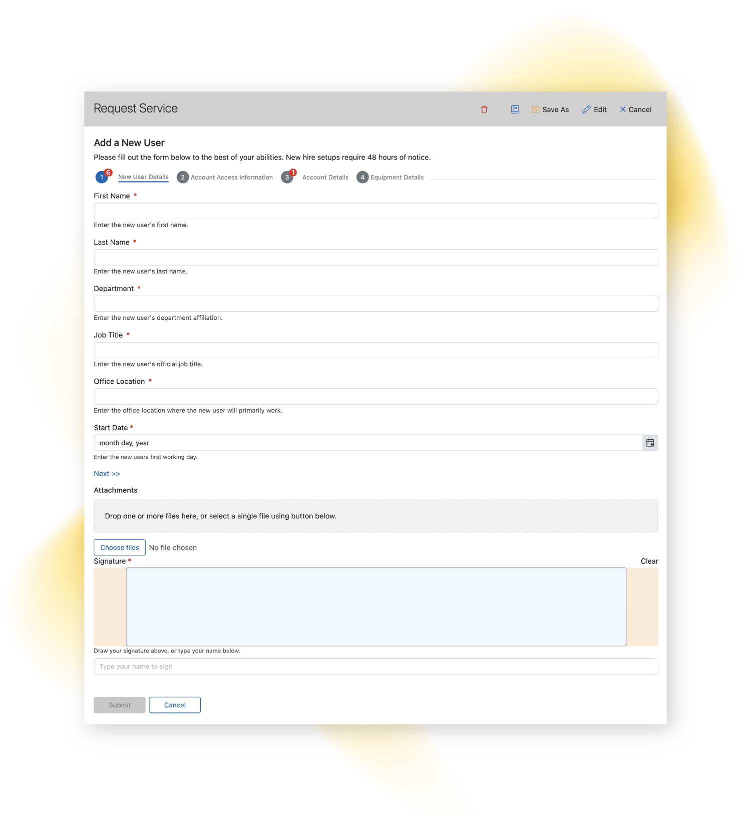 Request Service Form