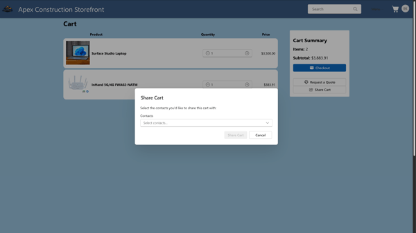 Share Cart - Contact Picker
