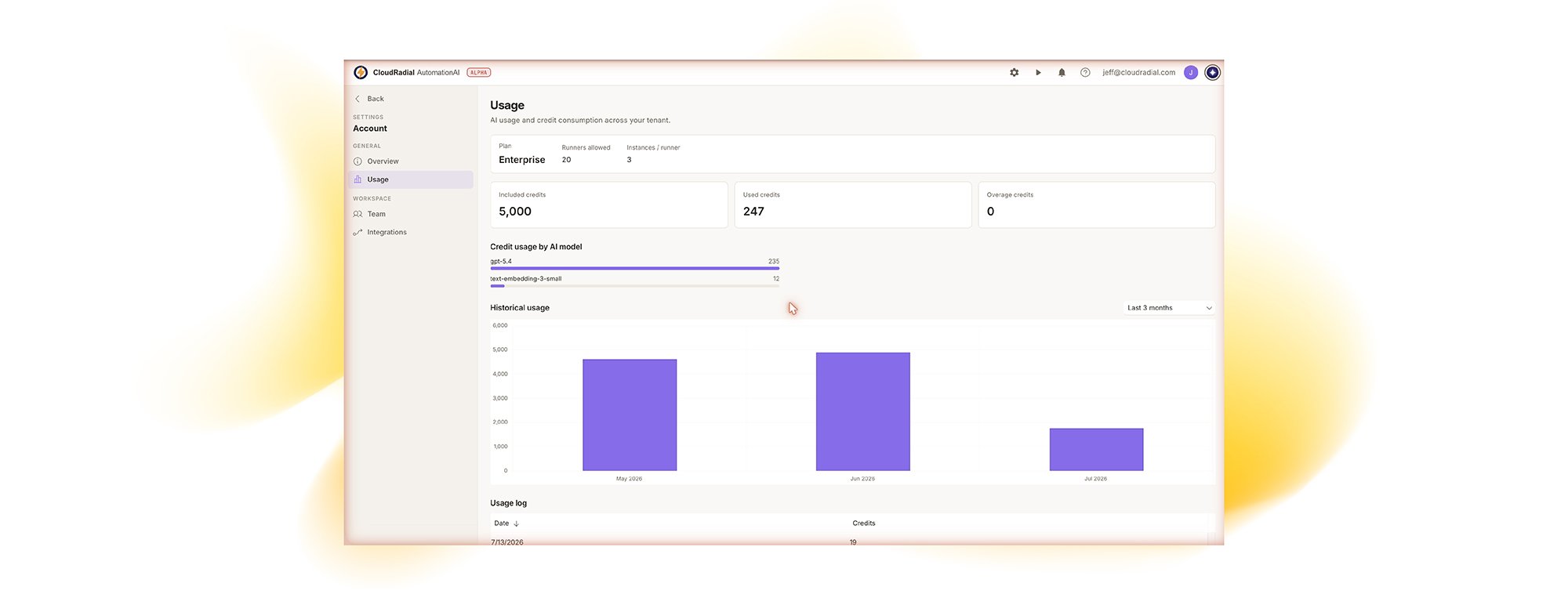 Usage UI Screen