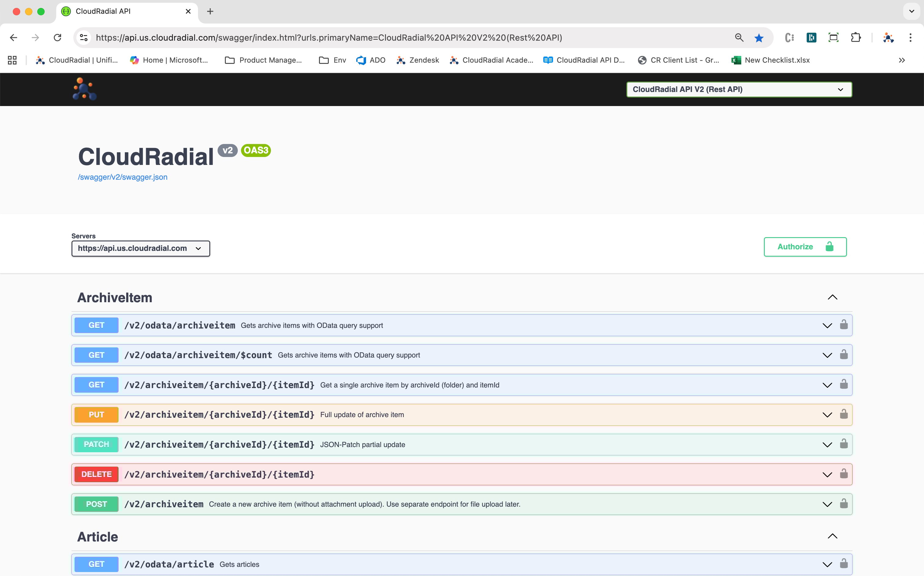 Swagger Open API CloudRadial